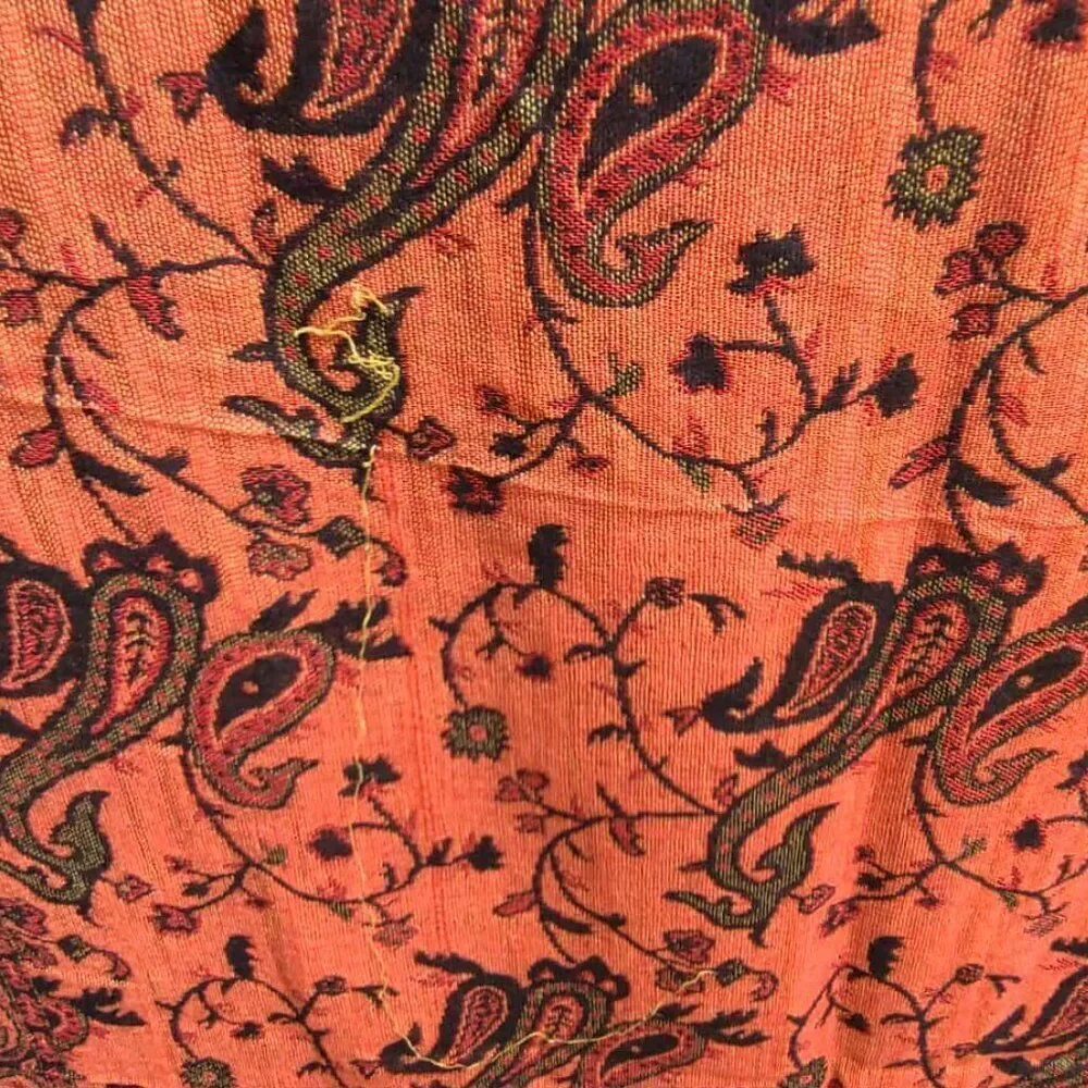 Orange Black Paisley Pashmina